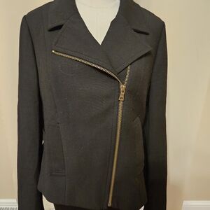 Ann Taylor Loft Women's Black Asymmetrical Zipper Jacket Size 10